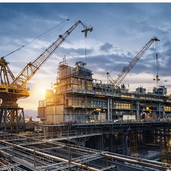 Large scale infrastructure engineering construction with cranes and steel structures